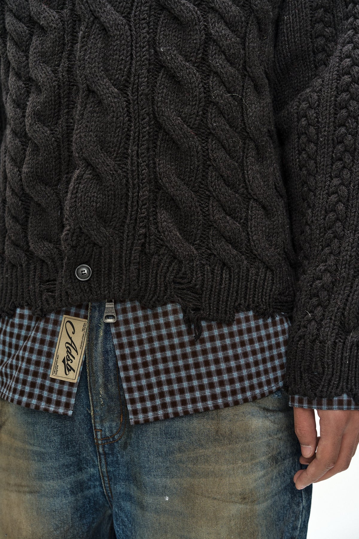 Andersson Bell - Fisherman Cable Zip-Up Sweater (Black) product image 7 | TRAB K-Fashion Australia