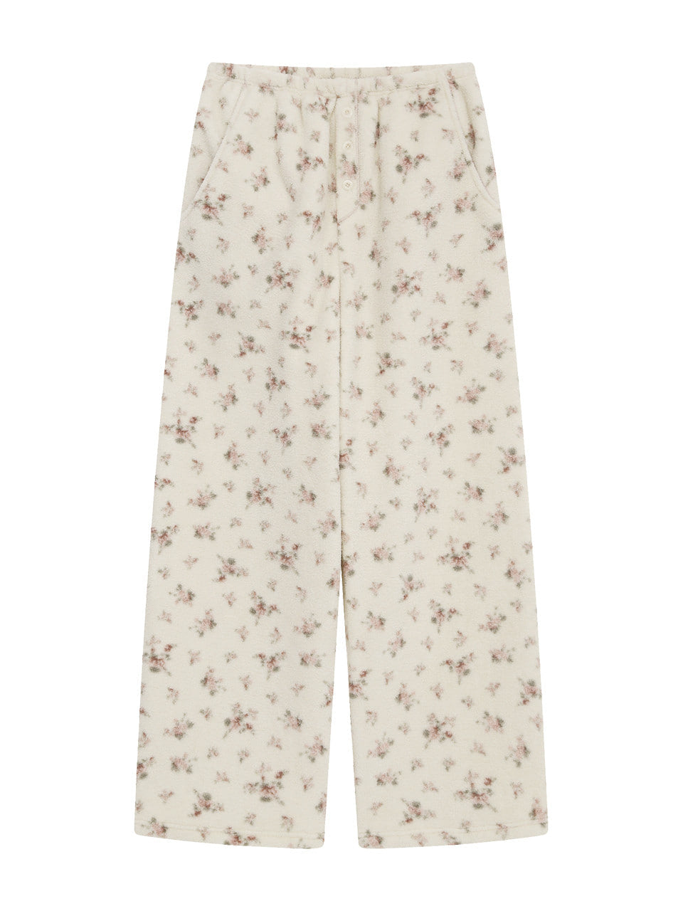 Margarin Fingers - Flower Button Fleece Pants (Cream) product image 2 | TRAB K-Fashion Australia