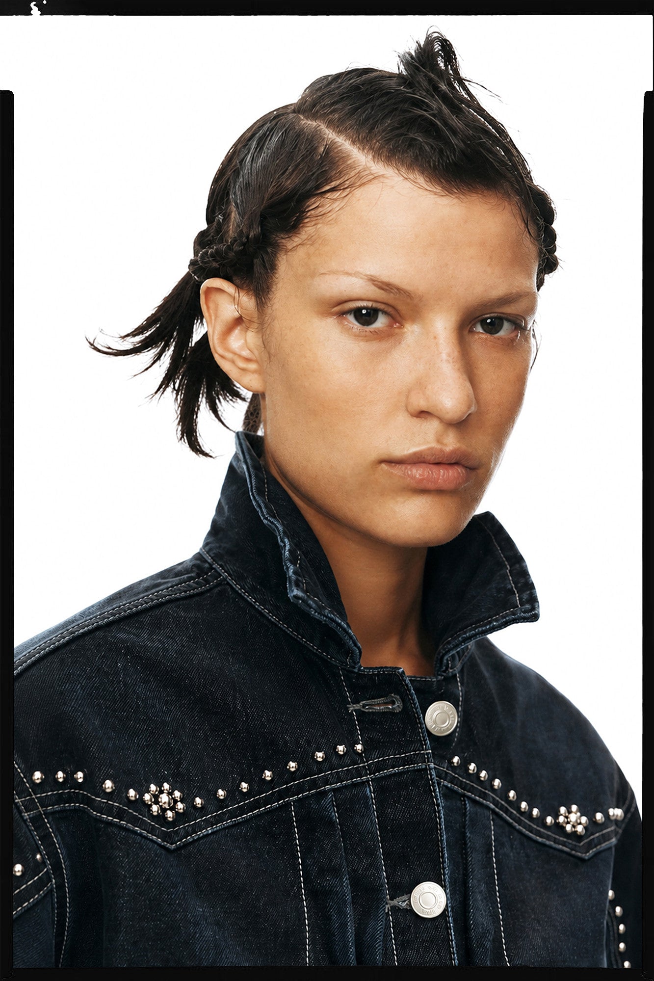 Andersson Bell - [Pre-Order – Ships August 28] Studded Velvet Denim Jacket (black/navy) (Black/Navy) product image 10 | TRAB K-Fashion Australia