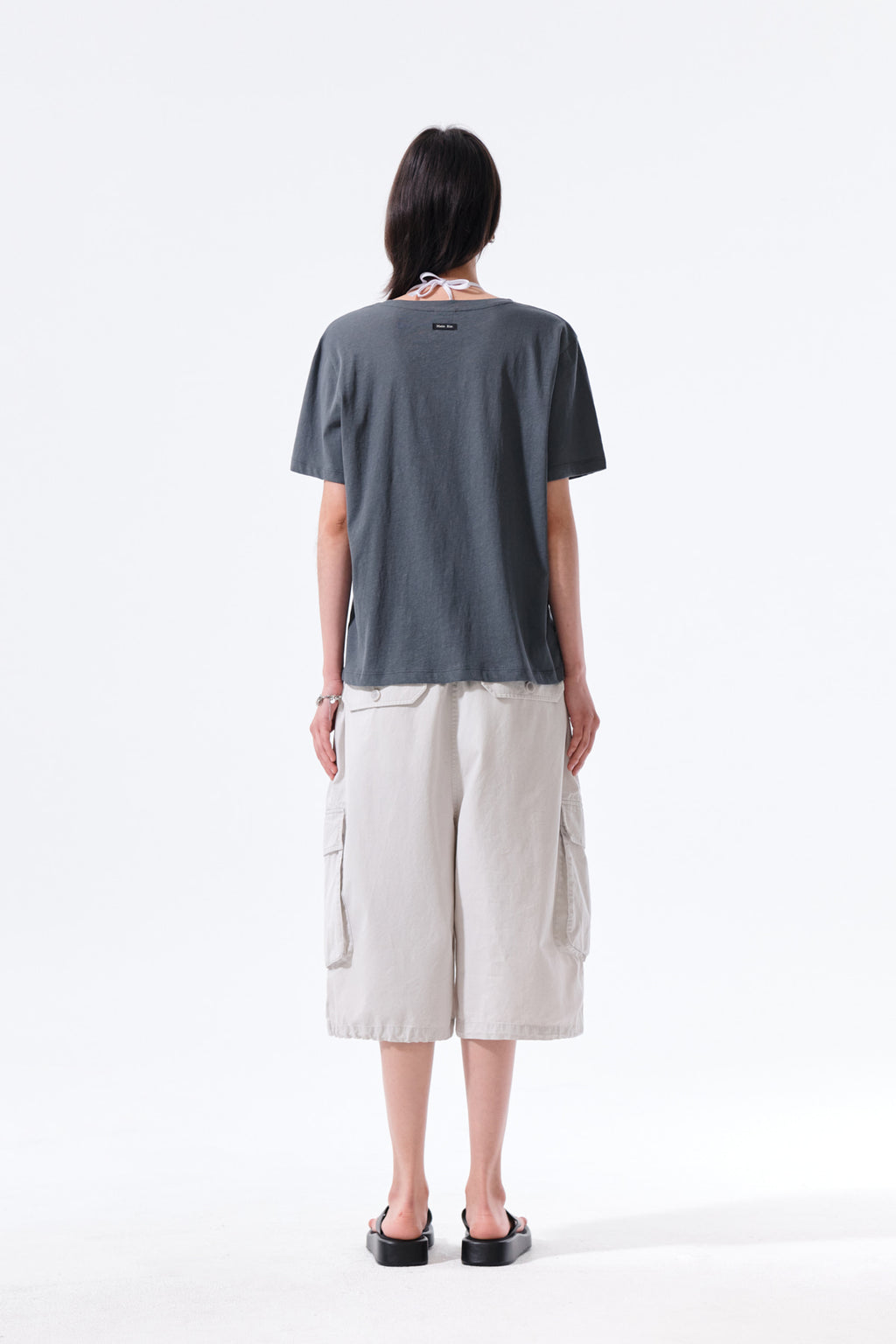 Matin Kim - Label Point U Neck Top (Charcoal) product image 8 | TRAB K-Fashion Australia