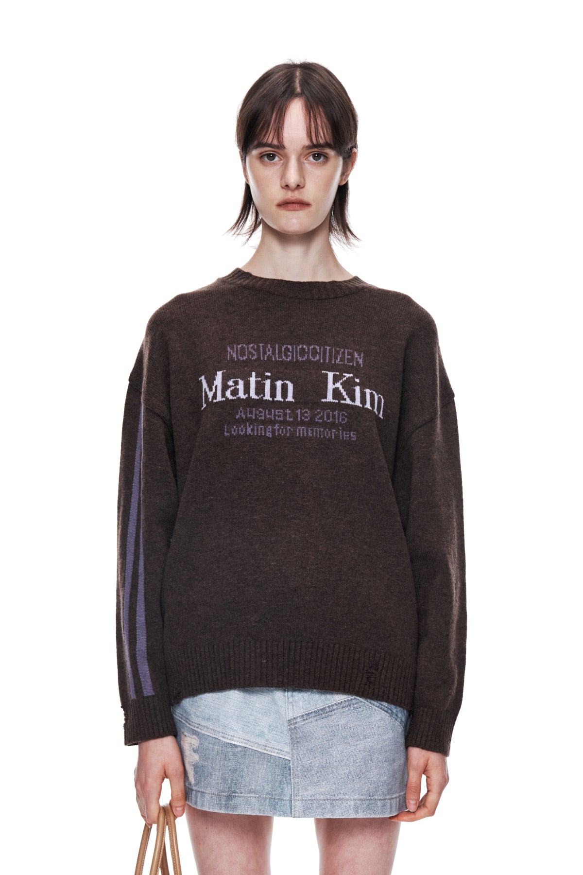 Matin Kim - Matin Sleeve Line Knit Pullover (Brown) product image 10 | TRAB K-Fashion Australia