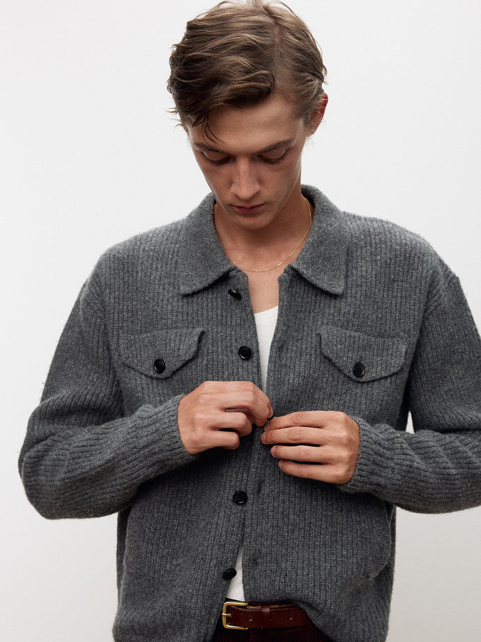 Tonywack - Wool And Cotton Knitted Trucker (Melange Grey) product image 7 | TRAB K-Fashion Australia