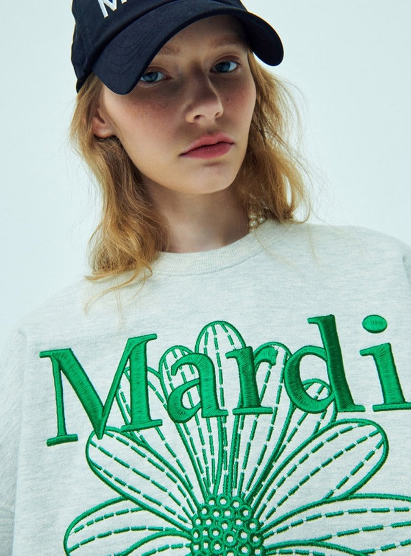 Mardi Mercredi - Sweatshirt Flowermardi Needlework (Oatmeal Green) product image 1 | TRAB K-Fashion Australia