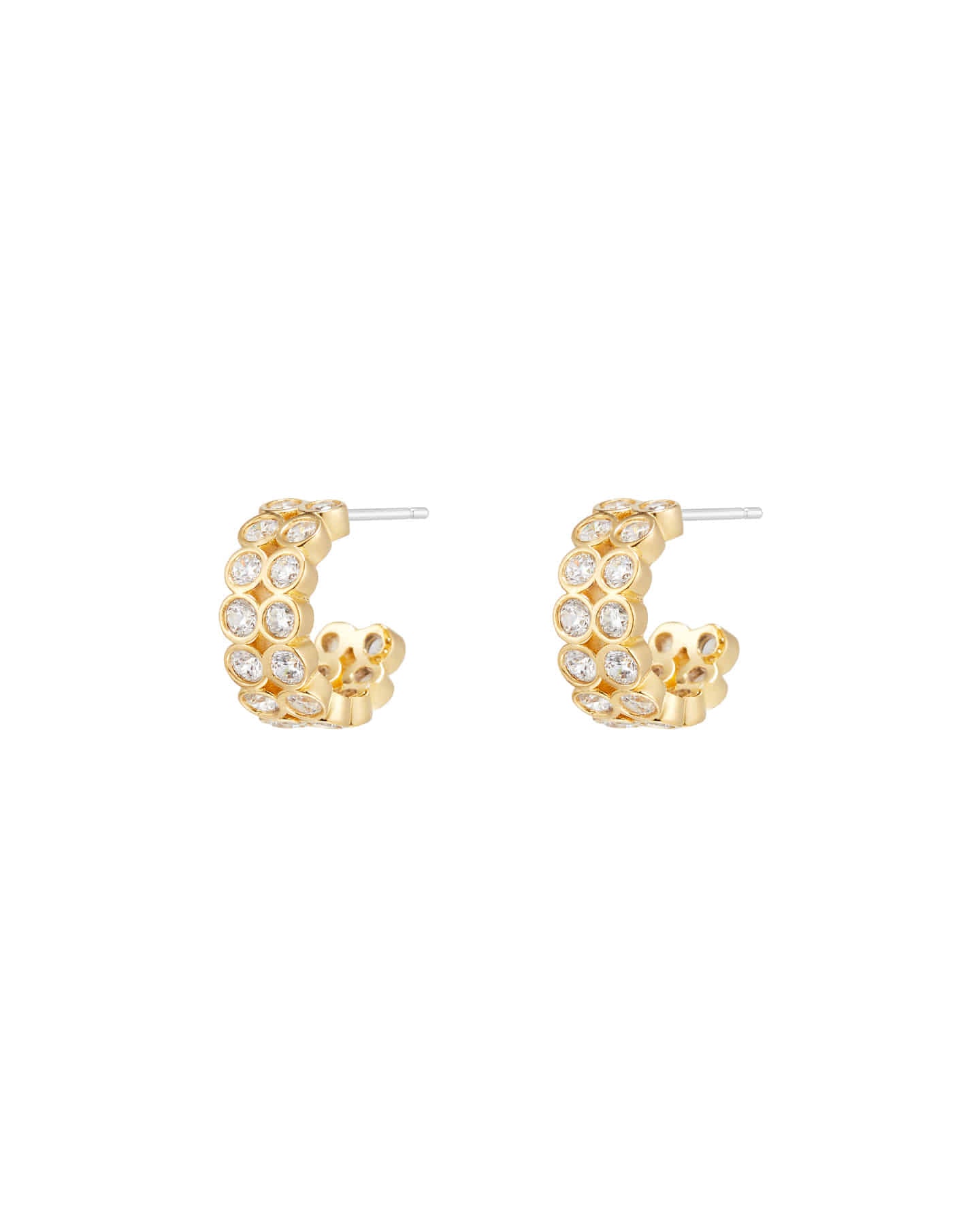 Numbering - Double Row Bezel Set Hoop Earrings #3202 product image 5 | TRAB K-Fashion Australia