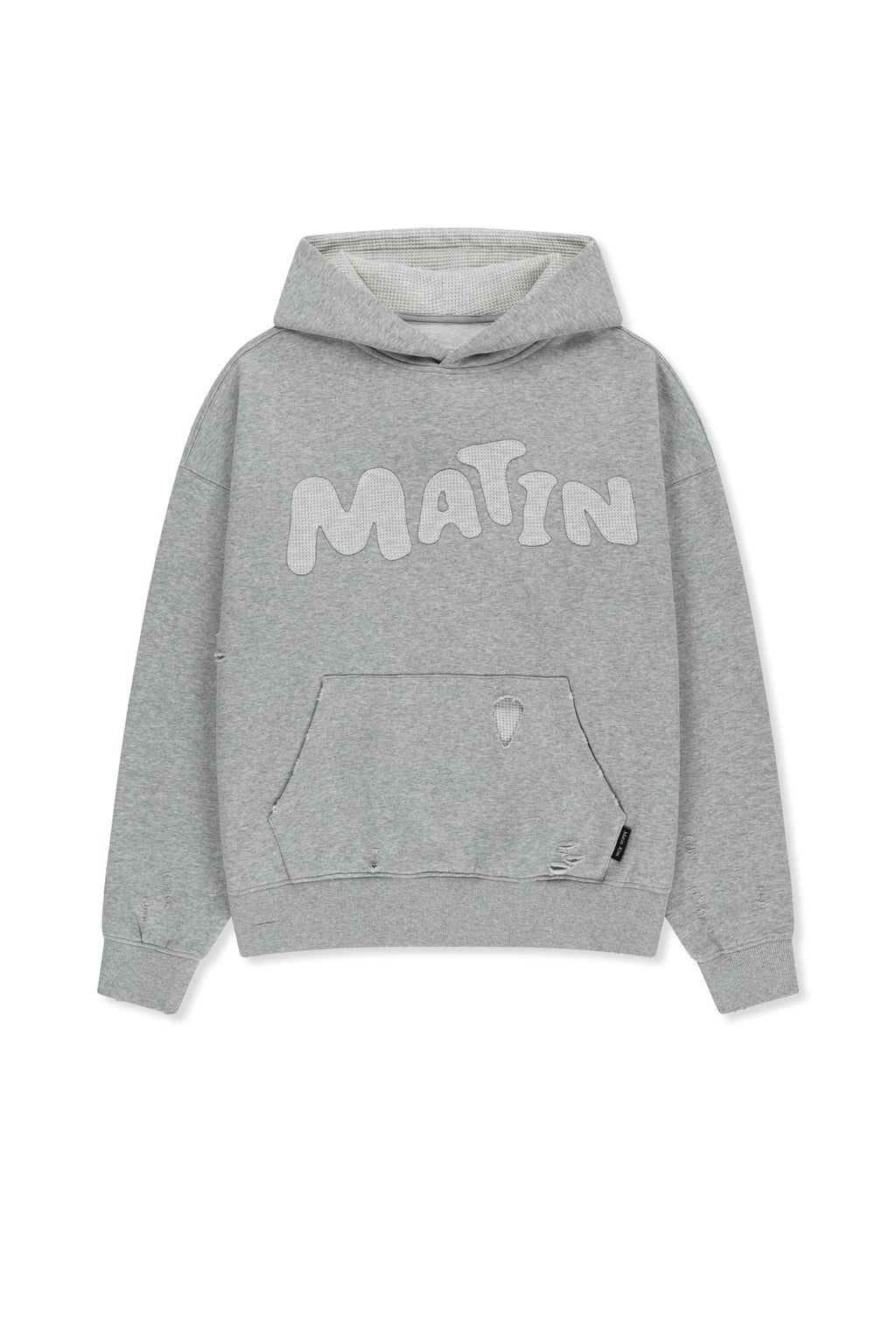 Matin Kim - Waffle Applique Logo Hood Top (Grey) product image 1 | TRAB K-Fashion Australia