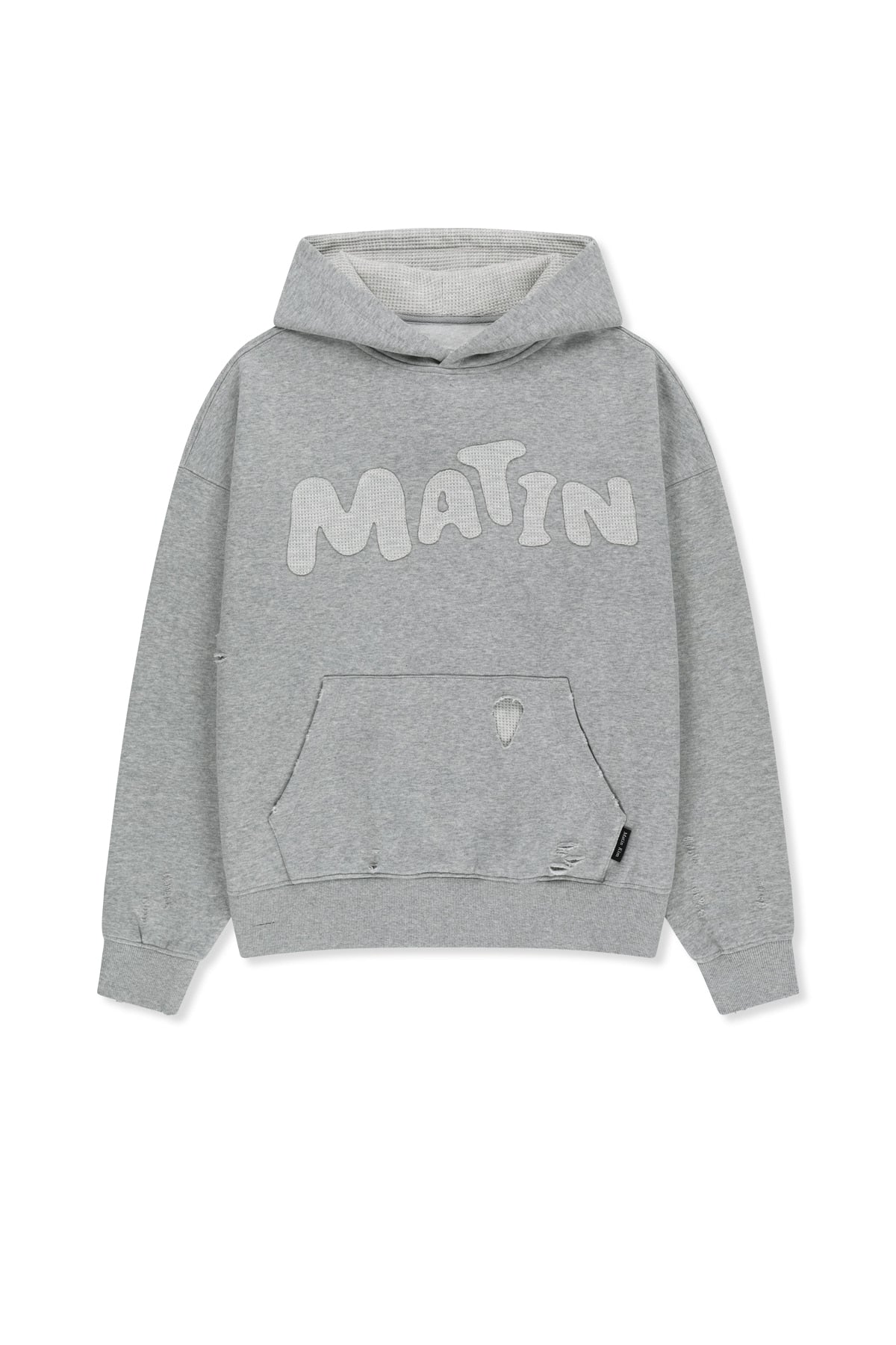 Matin Kim - Waffle Applique Logo Hood Top (Grey) product image 1 | TRAB K-Fashion Australia