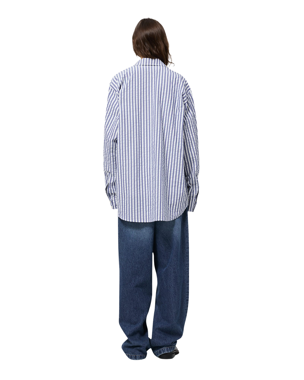 Kimhe Kim - Stripped Label Shirt (Blue) product image 4 | TRAB K-Fashion Australia