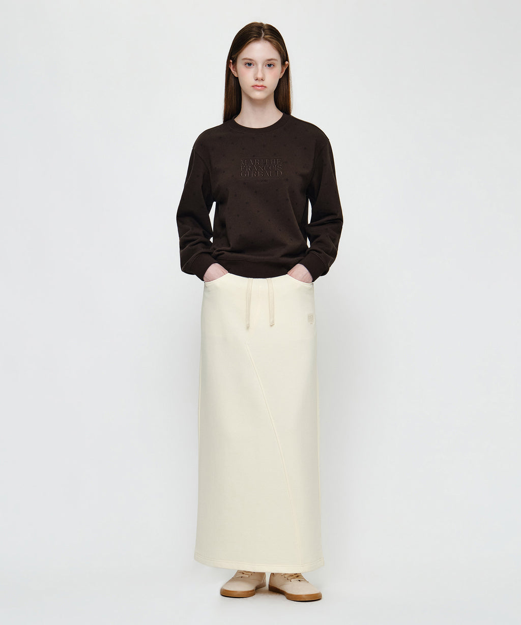 Marithe & Francois Girbaud - Classic Logo Long Sweat Skirt (Cream) product image 4 | TRAB K-Fashion Australia