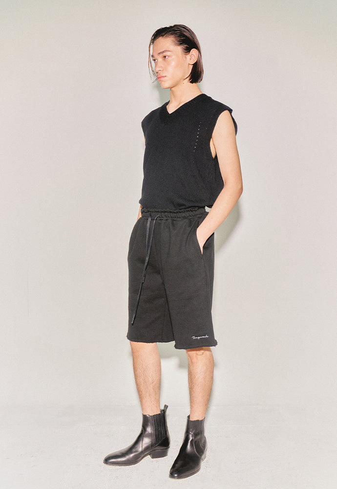 Tonywack - Heavyweight Brushed-Jersey Logo Embroidered Shorts (Black) product image 3 | TRAB K-Fashion Australia