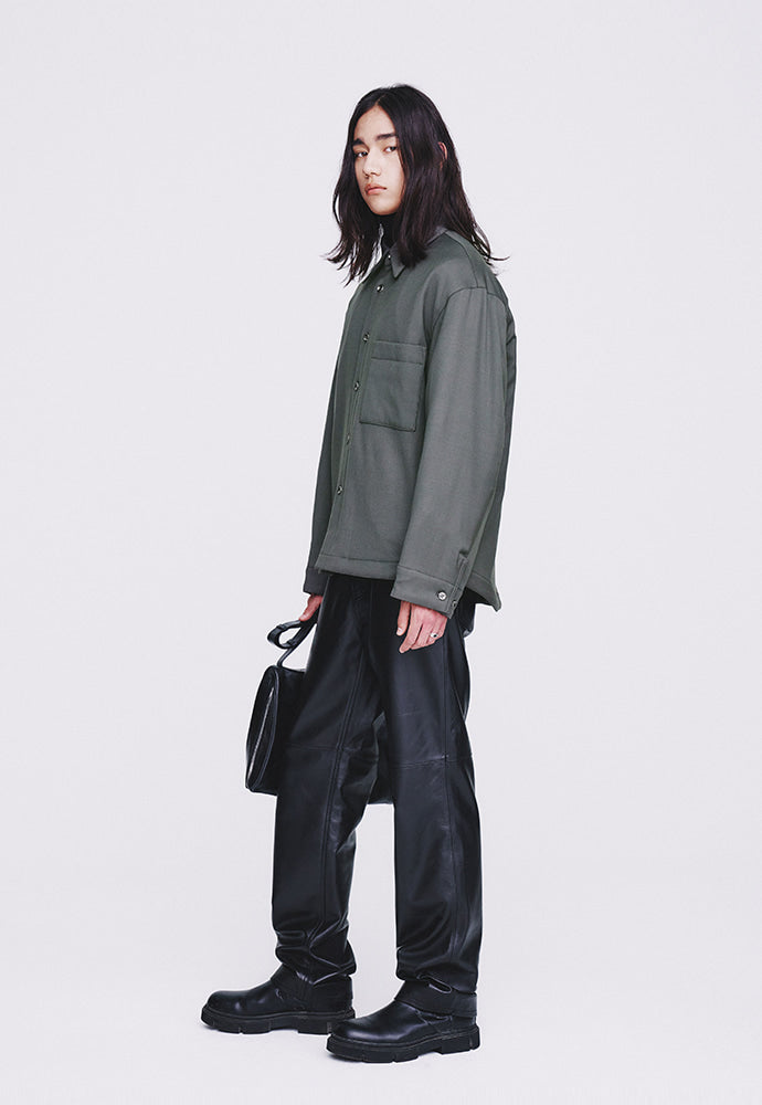 Tonywack - Hard Twist Wool Padded Shirt Jacket (Dark Olive) product image 2 | TRAB K-Fashion Australia