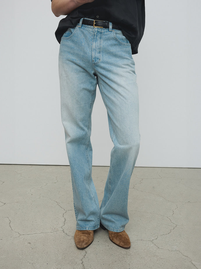 Tonywack - Flared Leg Denim Jeans (Washed Light Blue) product image 1 | TRAB K-Fashion Australia