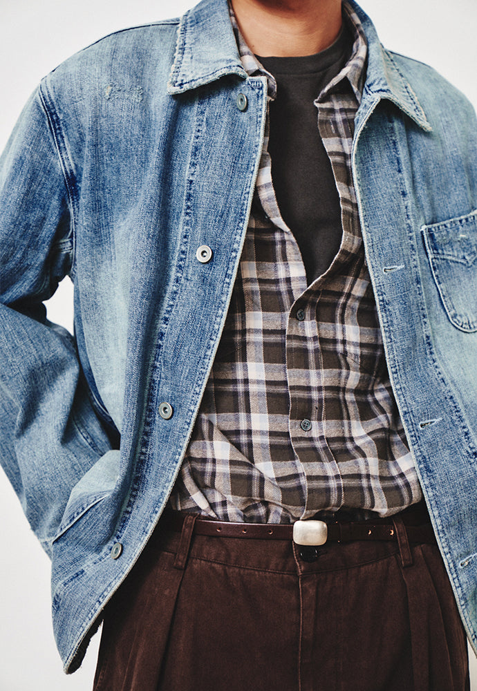 Art if acts - Damaged Denim Western Coverall Jacket (Light Indigo) product image 7 | TRAB K-Fashion Australia