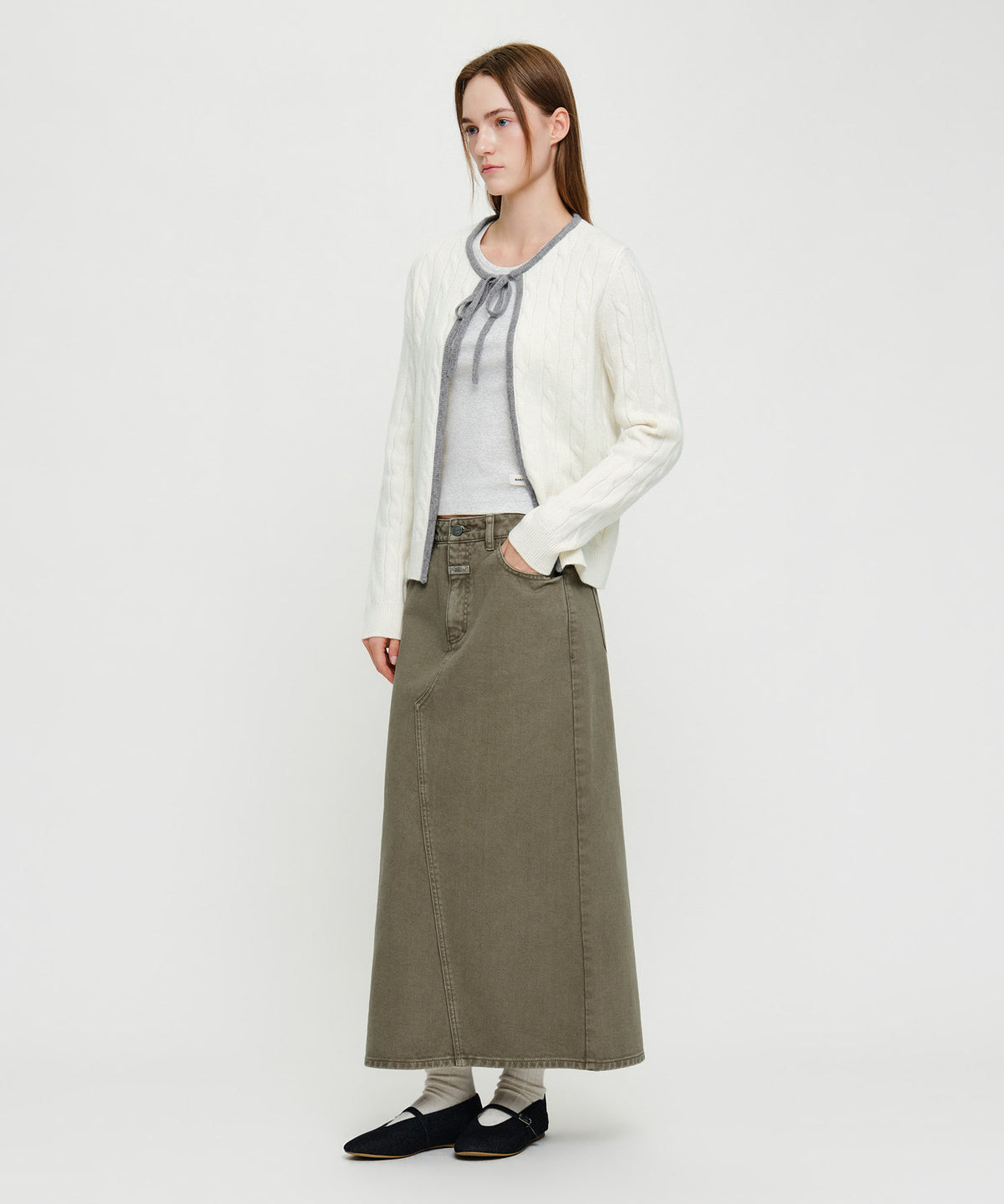 Marithe & Francois Girbaud - [Pre-order – Ships 12 Oct] Maxi Denim Skirt (Brown) product image 2 | TRAB K-Fashion Australia