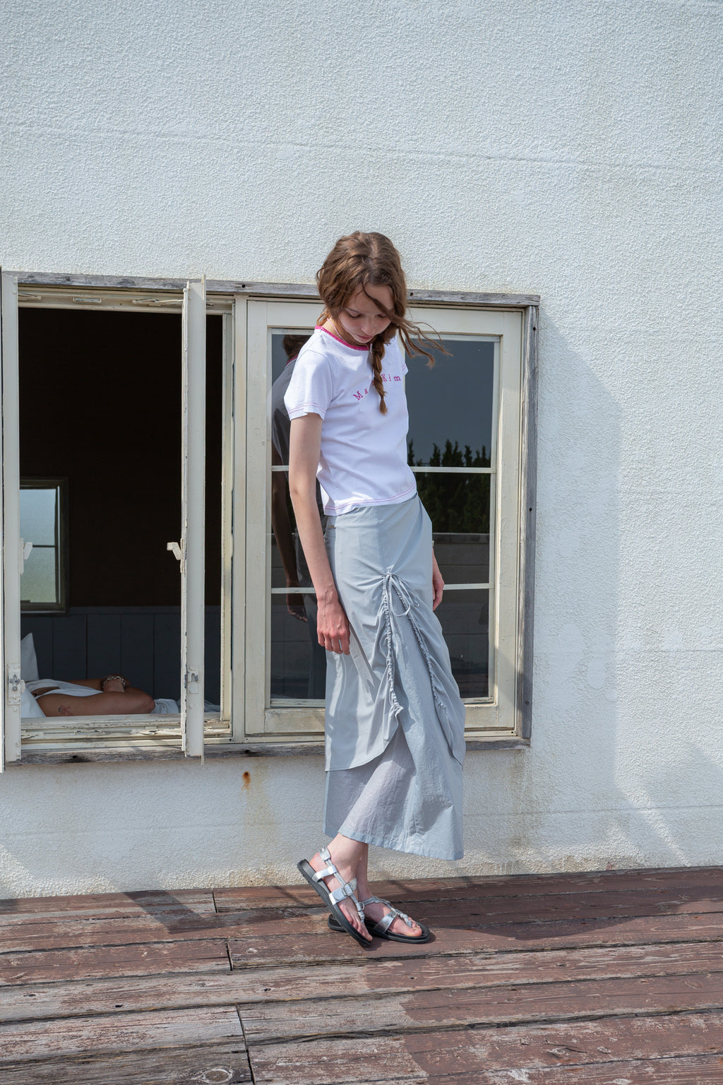 Matin Kim - Color Point Arch Logo Top (White) product image 8 | TRAB K-Fashion Australia