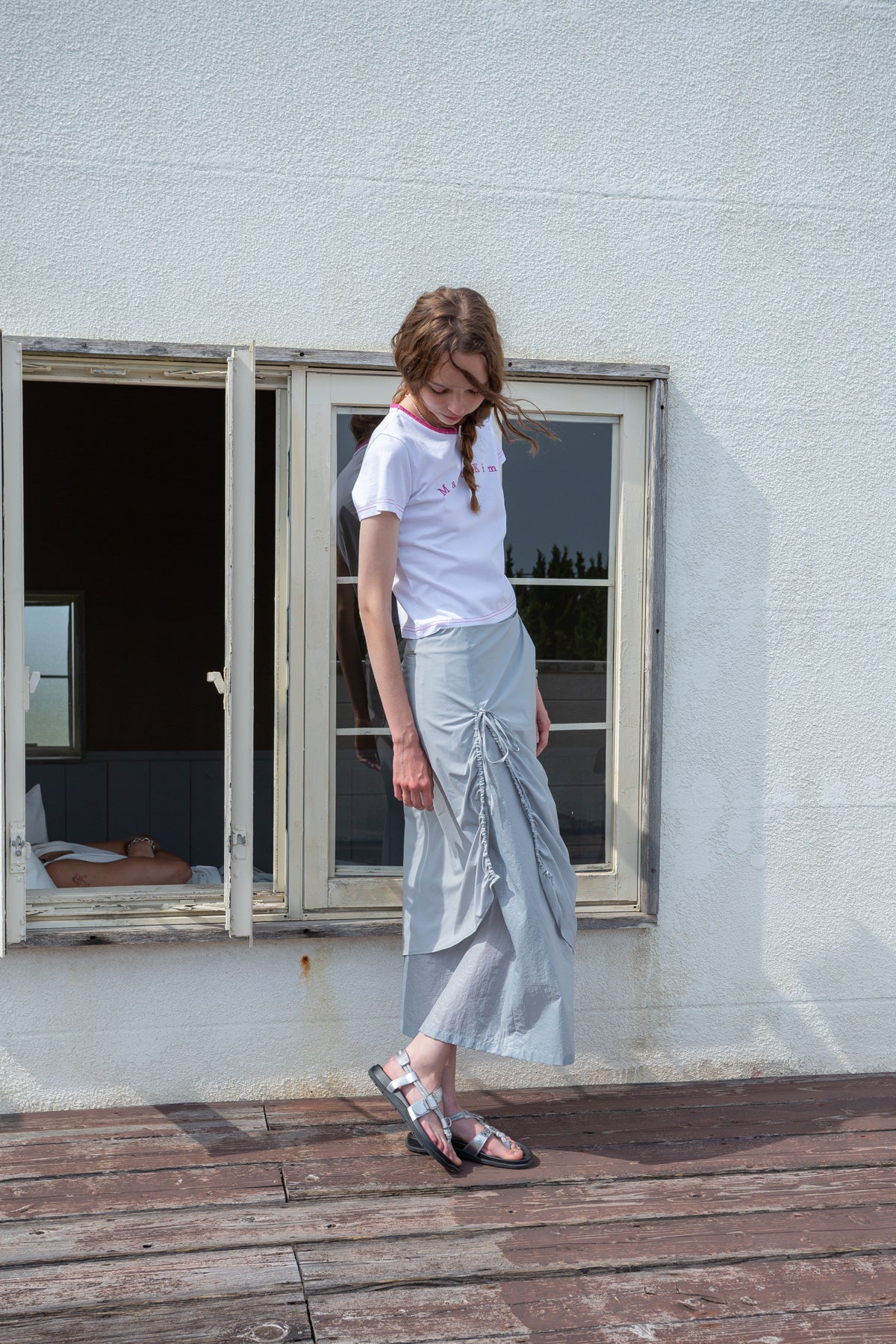 Matin Kim - Color Point Arch Logo Top (White) product image 8 | TRAB K-Fashion Australia