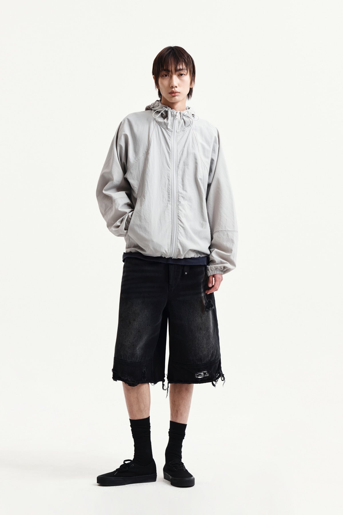 Matin Kim - Back Logo Hoody Wind Breaker (Light Beige) product image 15 | TRAB K-Fashion Australia