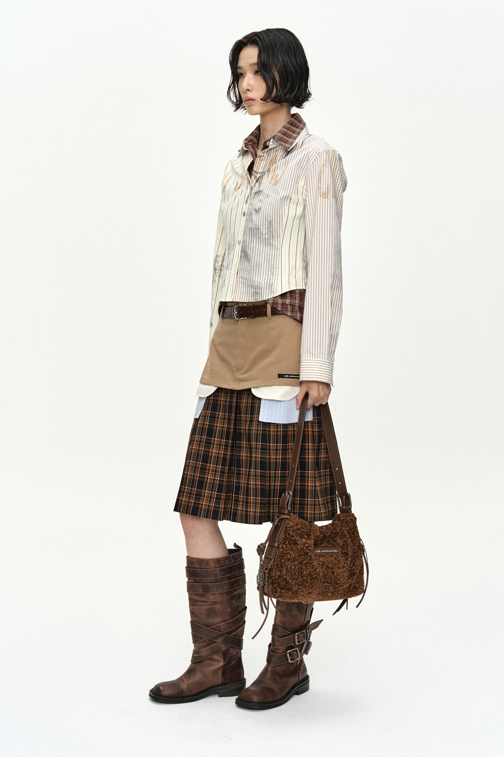 Andersson Bell - Necklace & Choker Trompe-L'oeil Graphic Shirt (Beige) product image 2 | TRAB K-Fashion Australia