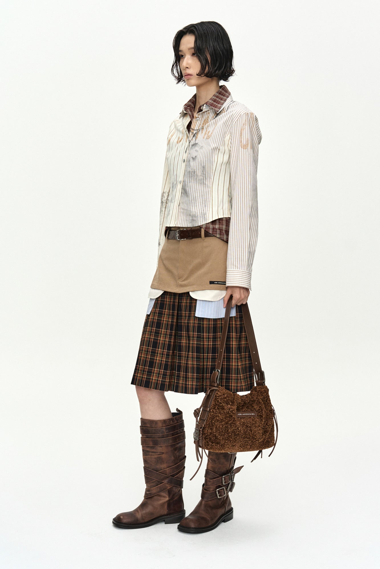 Andersson Bell - Necklace & Choker Trompe-L'oeil Graphic Shirt (Beige) product image 2 | TRAB K-Fashion Australia