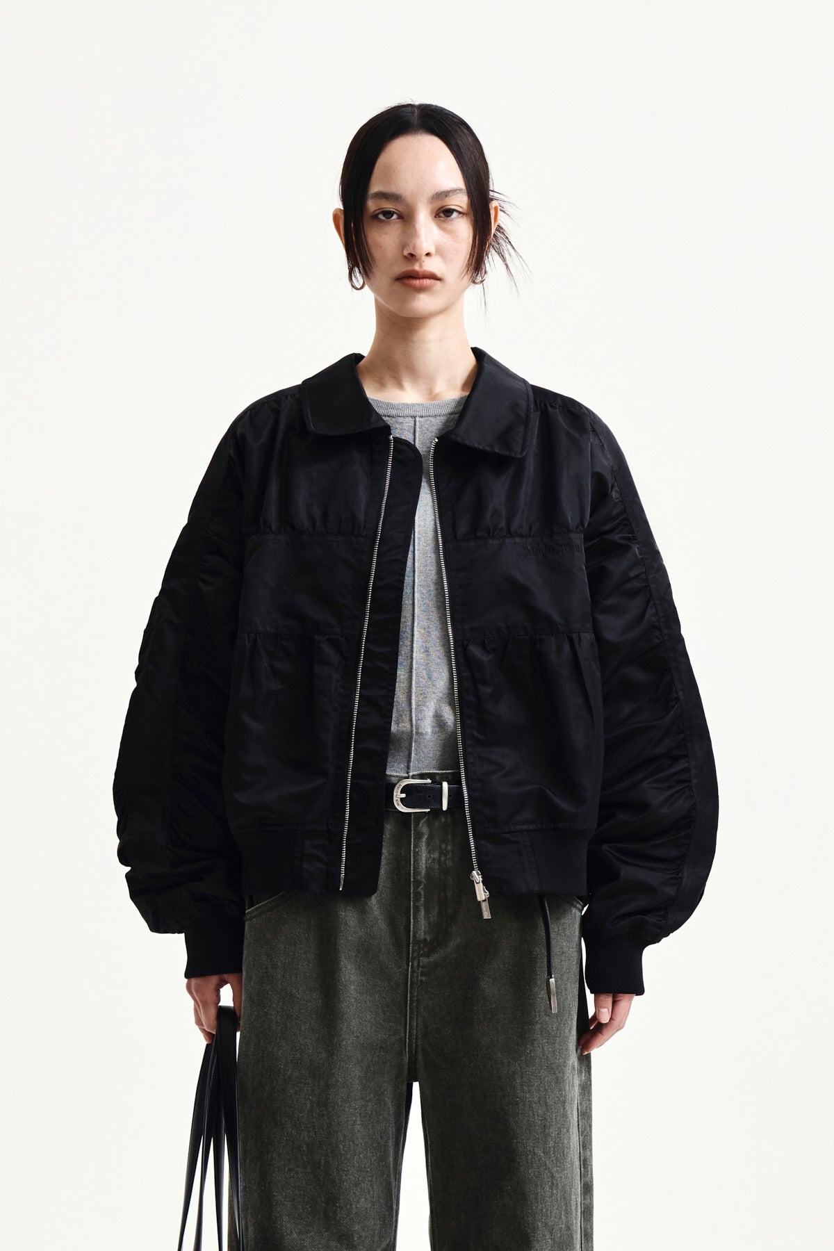 Matin Kim - Small Logo Shirring Jumper (Black) product image 10 | TRAB K-Fashion Australia