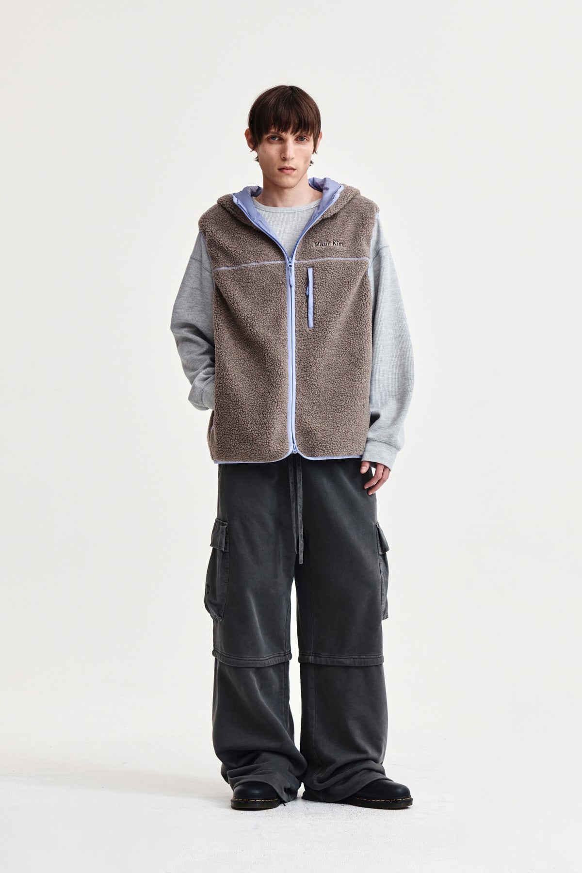 Matin Kim - Fleece Hoody Vest (Grey) product image 13 | TRAB K-Fashion Australia