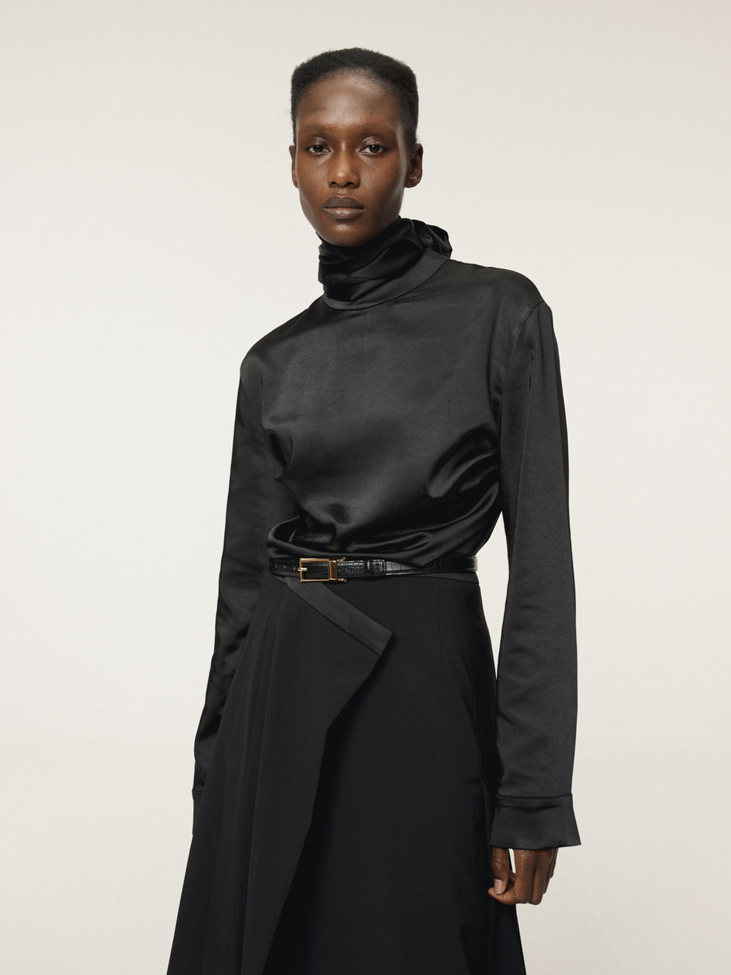 Recto - Open Back Scarf Satin Blouse (Black) product image 5 | TRAB K-Fashion Australia