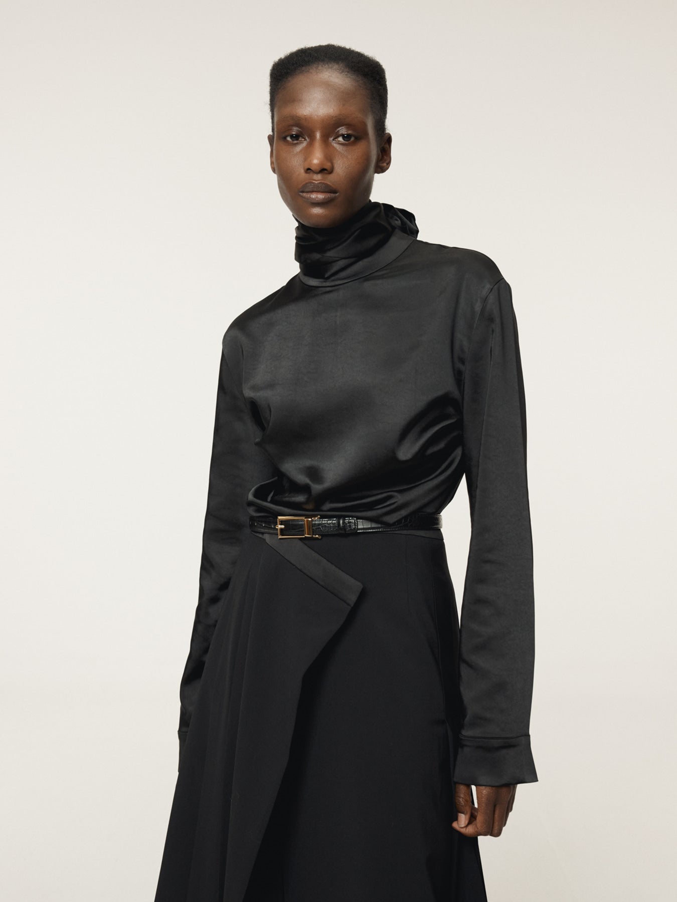 Recto - Open Back Scarf Satin Blouse (Black) product image 5 | TRAB K-Fashion Australia