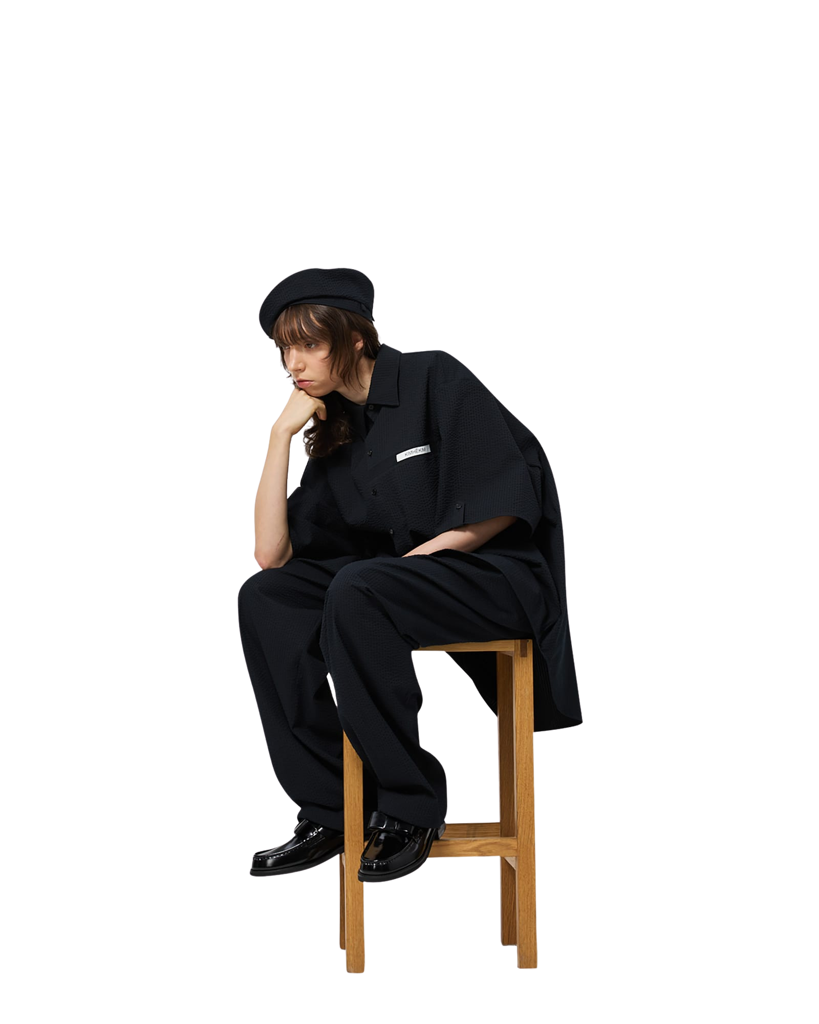 Kimhe Kim - Seersucker Beret (Black) product image 7 | TRAB K-Fashion Australia