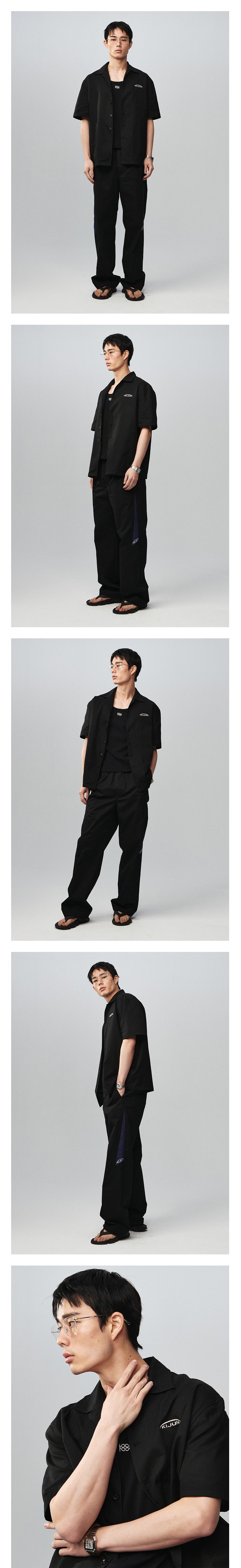 Kijun - Stitched Cotton Shirt (Black) product image 1 | TRAB K-Fashion Australia