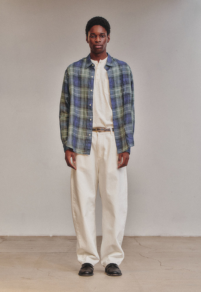 Art if acts - Linen French Check Shirt (Khaki/Blue) product image 3 | TRAB K-Fashion Australia