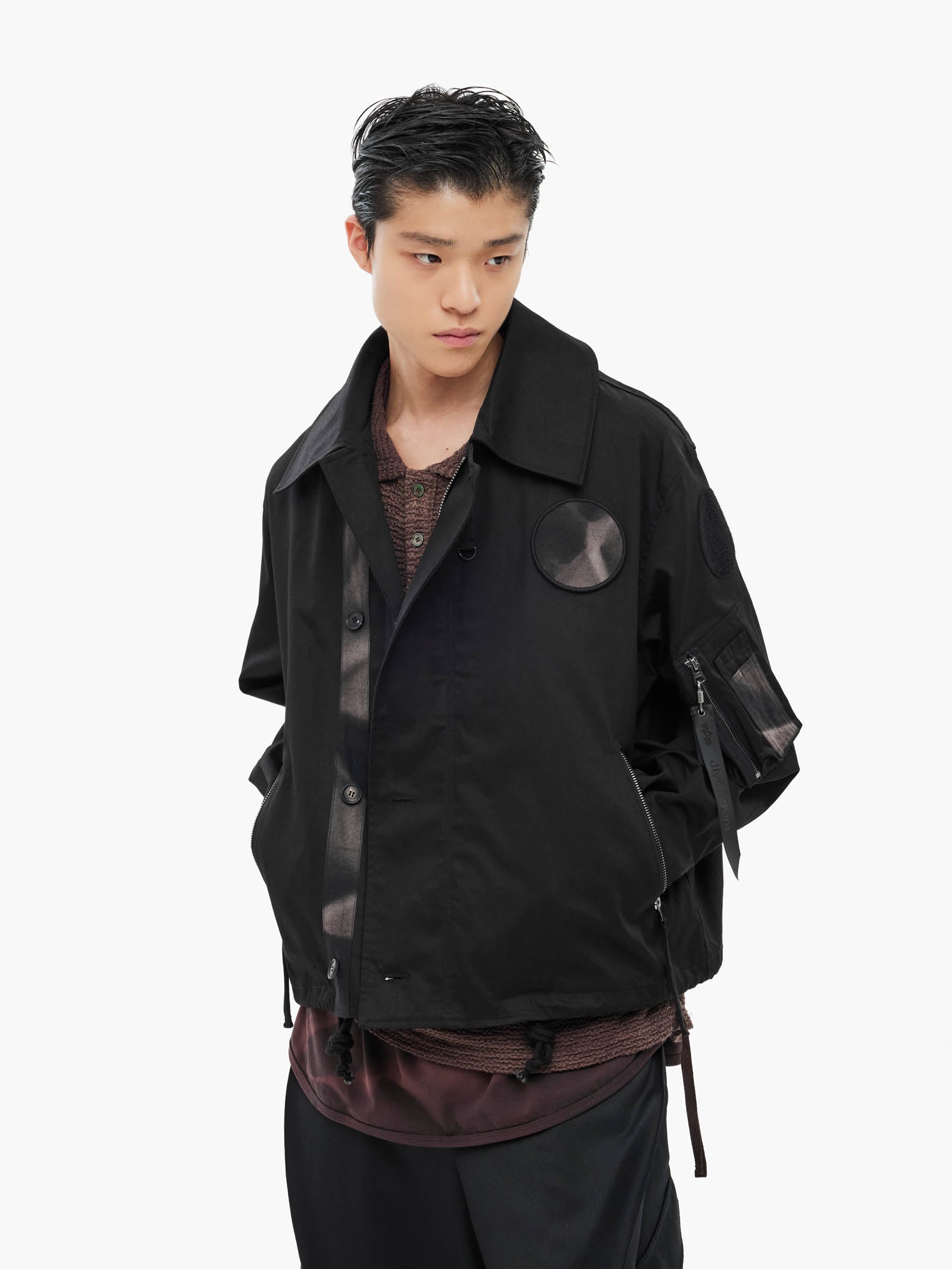 Jiyong Kim - Sun-Bleached Wide Collar Jacket (Black) product image 3 | TRAB K-Fashion Australia