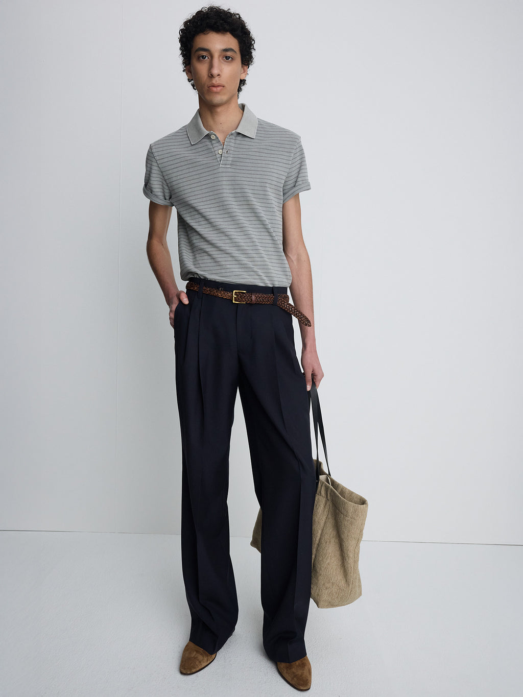Tonywack - Garment Dyed Stripe Piqué Polo (Faded Grey) product image 8 | TRAB K-Fashion Australia