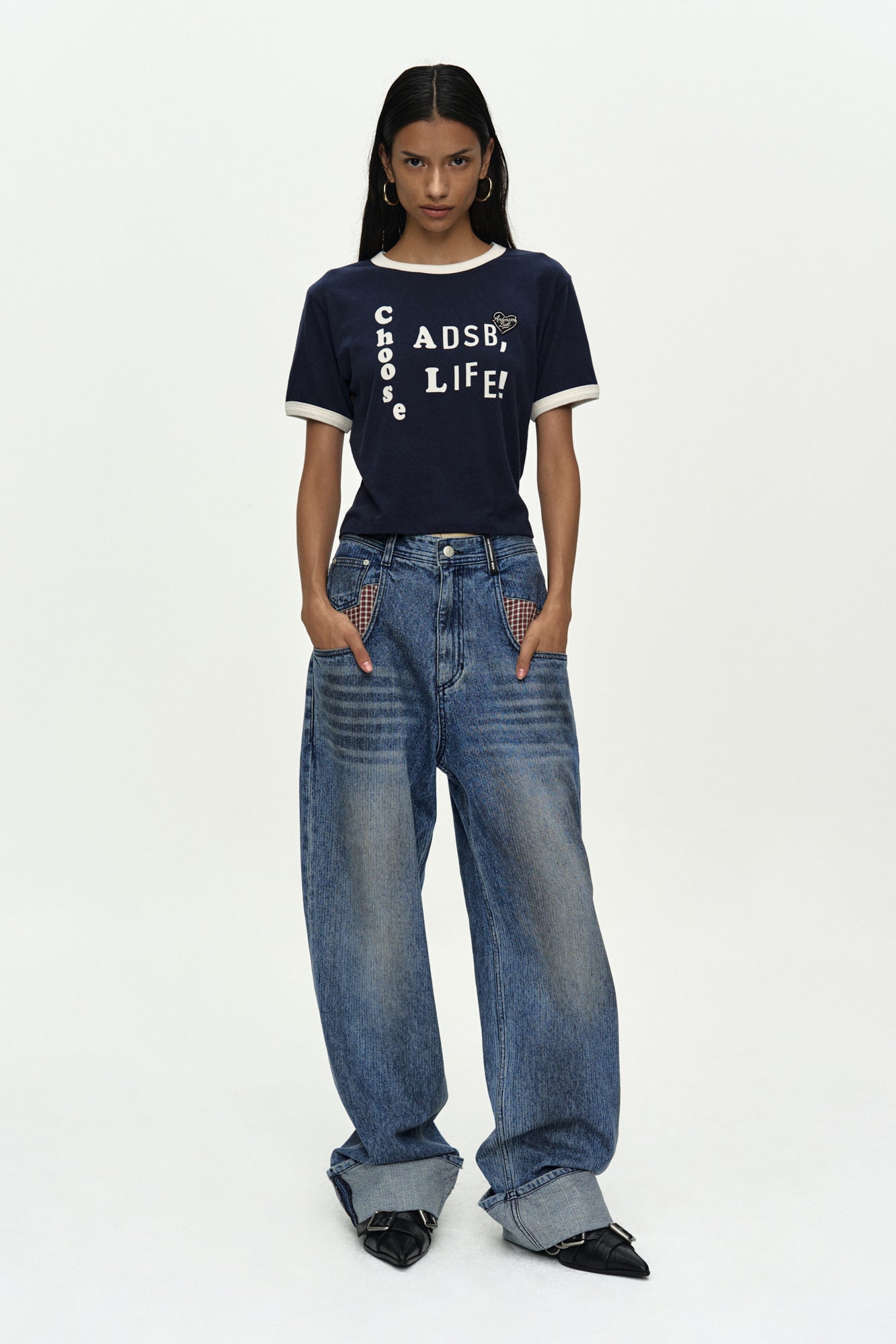 Andersson Bell - Oil Washed Rolled Up Jeans (Blue) product image 9 | TRAB K-Fashion Australia