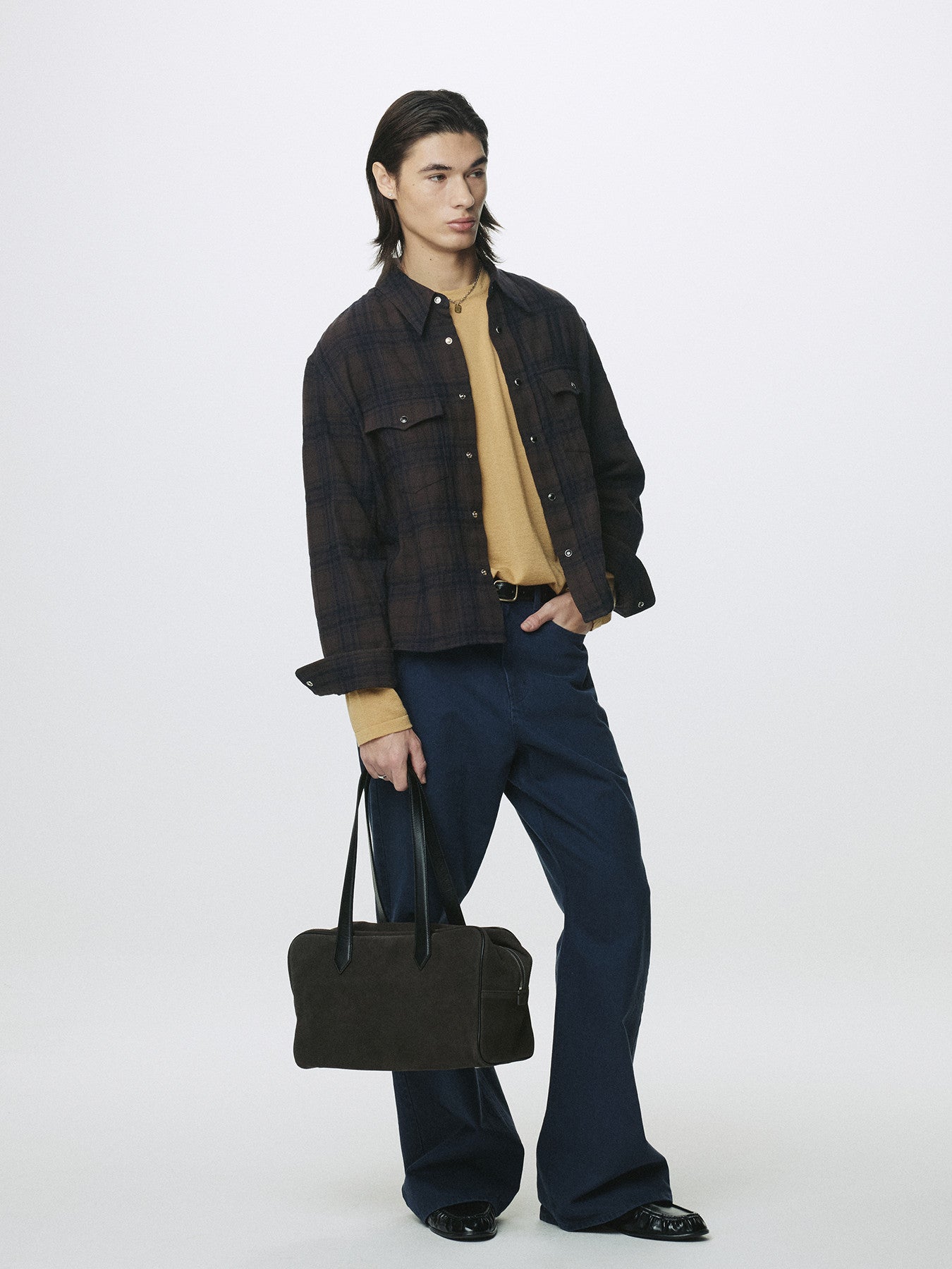 Tonywack - Wool And Cotton Checked Shirt Jacket Japanese Fabric (Brown) product image 4 | TRAB K-Fashion Australia