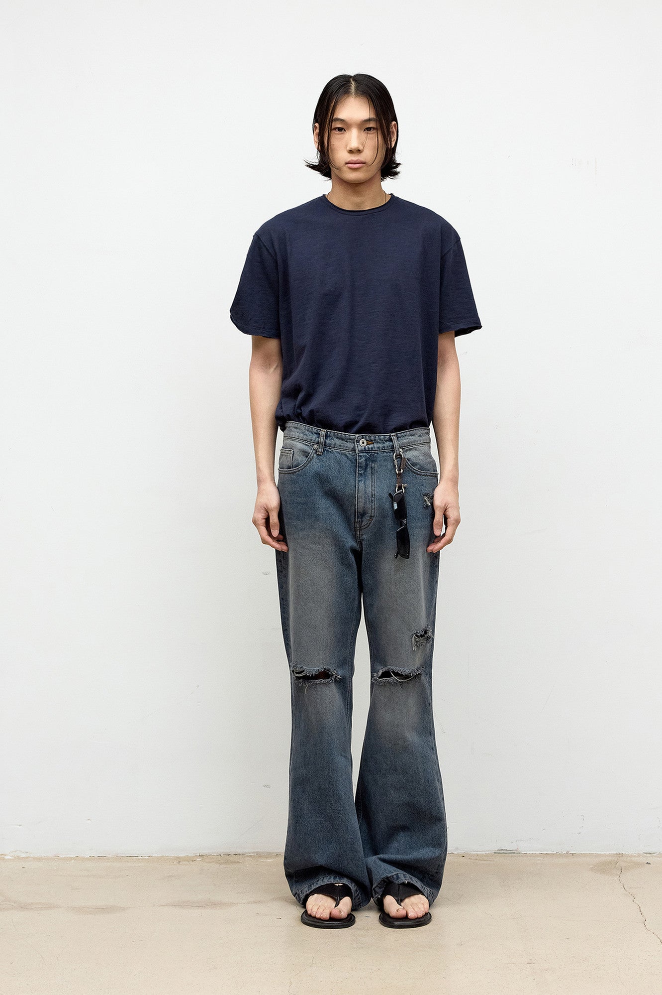 Coor - Low-Cut Cotton Slub T-Shirt (Dark Navy) product image 2 | TRAB K-Fashion Australia