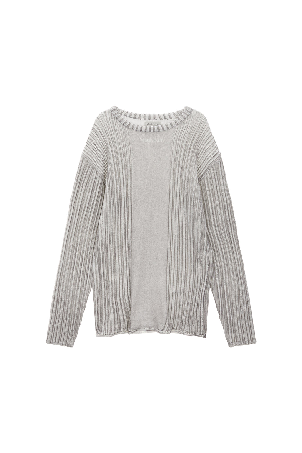 Matin Kim - Stripe Printed Knit Pullover (Grey) product image 1 | TRAB K-Fashion Australia