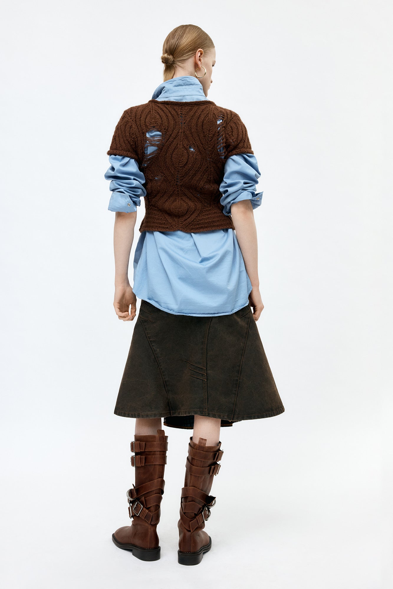 Andersson Bell - Cap Sleeve Sweater Layered Top (Brown) product image 10 | TRAB K-Fashion Australia