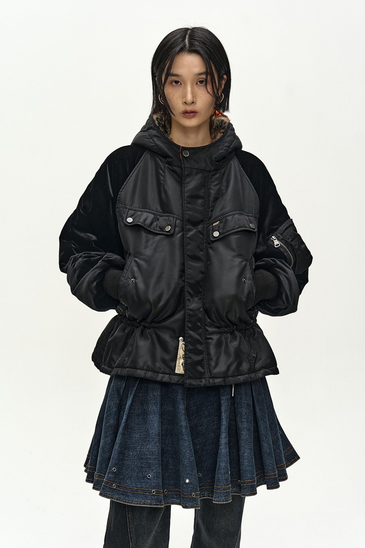Andersson Bell - Utility Hooded Puffer Peplum Jacket (Black) product image 1 | TRAB K-Fashion Australia
