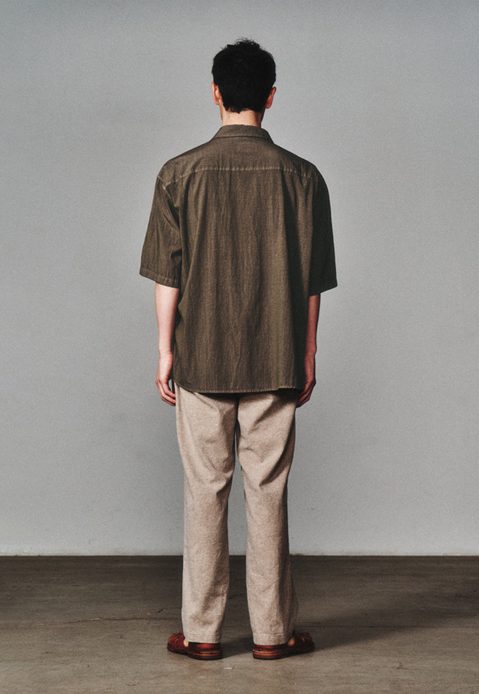 Art if acts - Garment Dyed Two Pocket Half Shirt (Moss Brown) product image 4 | TRAB K-Fashion Australia