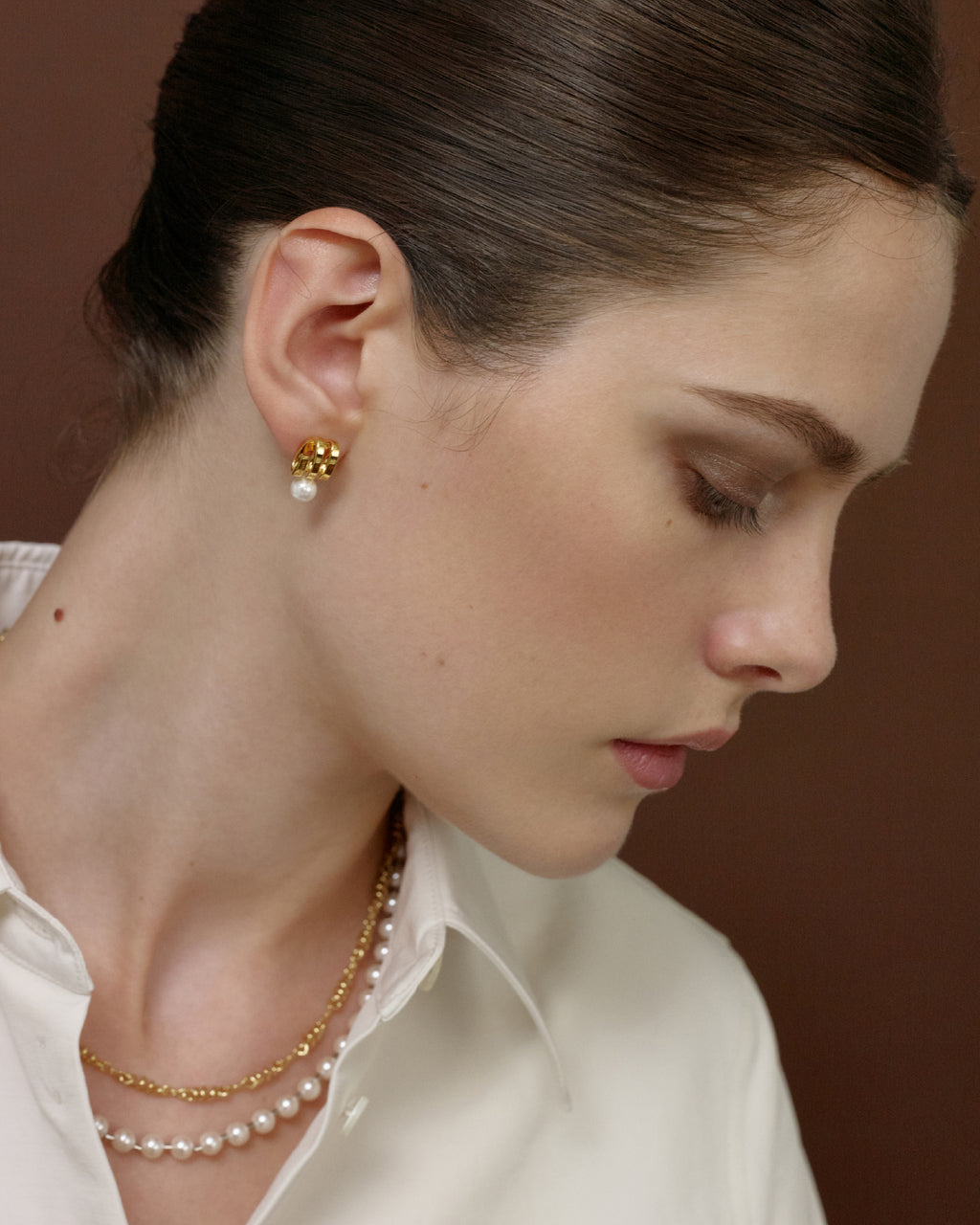 Numbering - Flat Coil with Pearl Earrings #4107 product image 1 | TRAB K-Fashion Australia