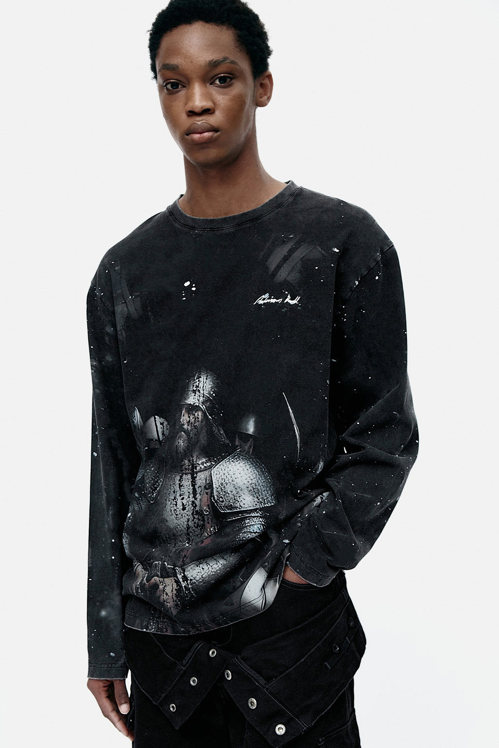 Andersson Bell - Unisex Knight Printed Long Sleeve T-Shirt (Charcoal) product image 1 | TRAB K-Fashion Australia