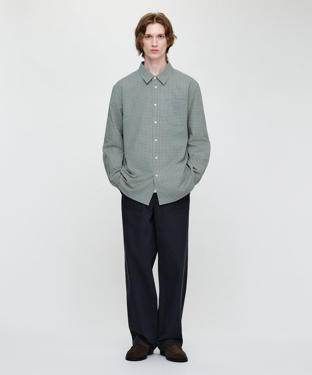 Marithe & Francois Girbaud - Micro Classic Logo Oversized Check Shirt (Blue) product image 4 | TRAB K-Fashion Australia