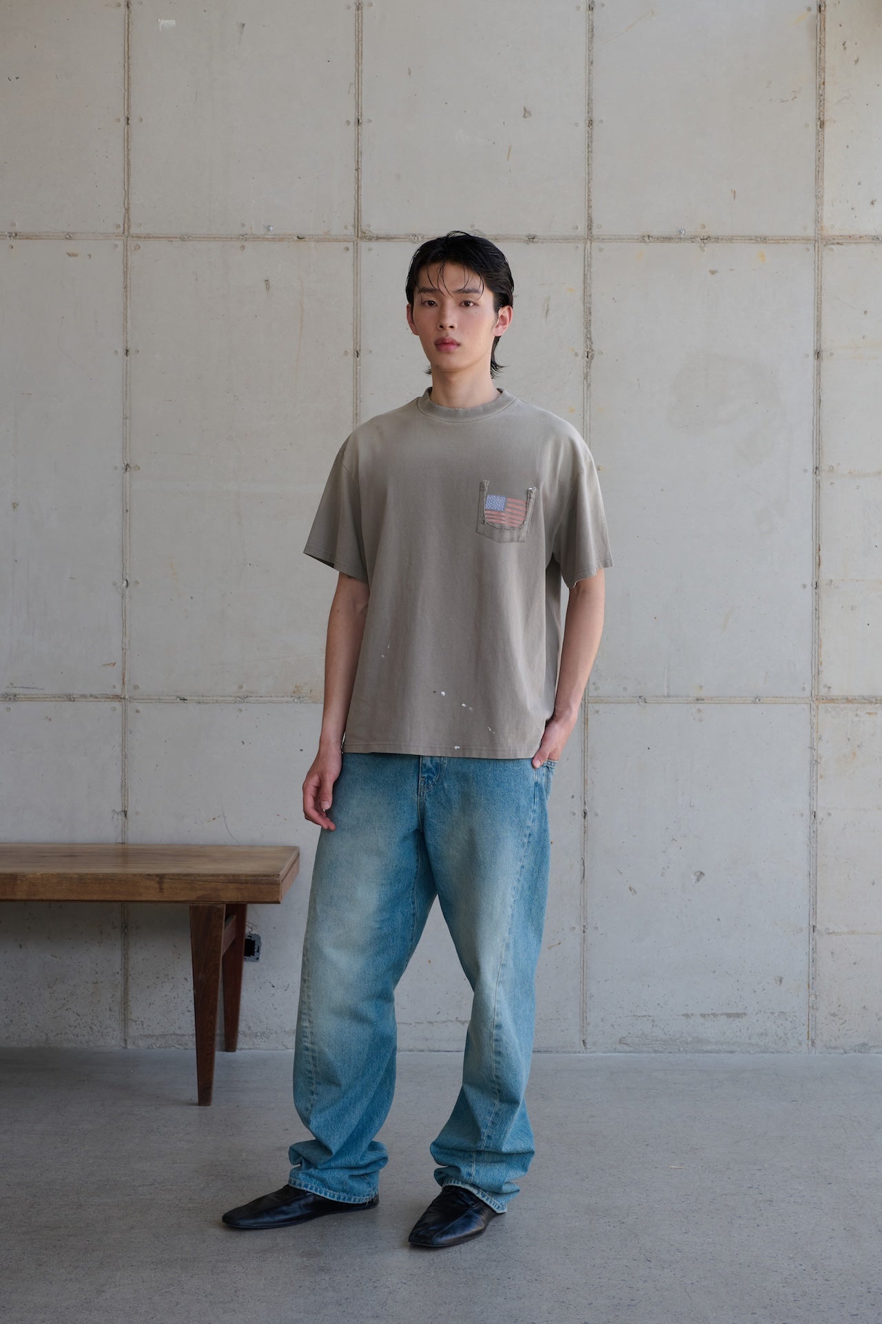 STU - Twist Curved Denim Pants (Mid Blue) product image 12 | TRAB K-Fashion Australia