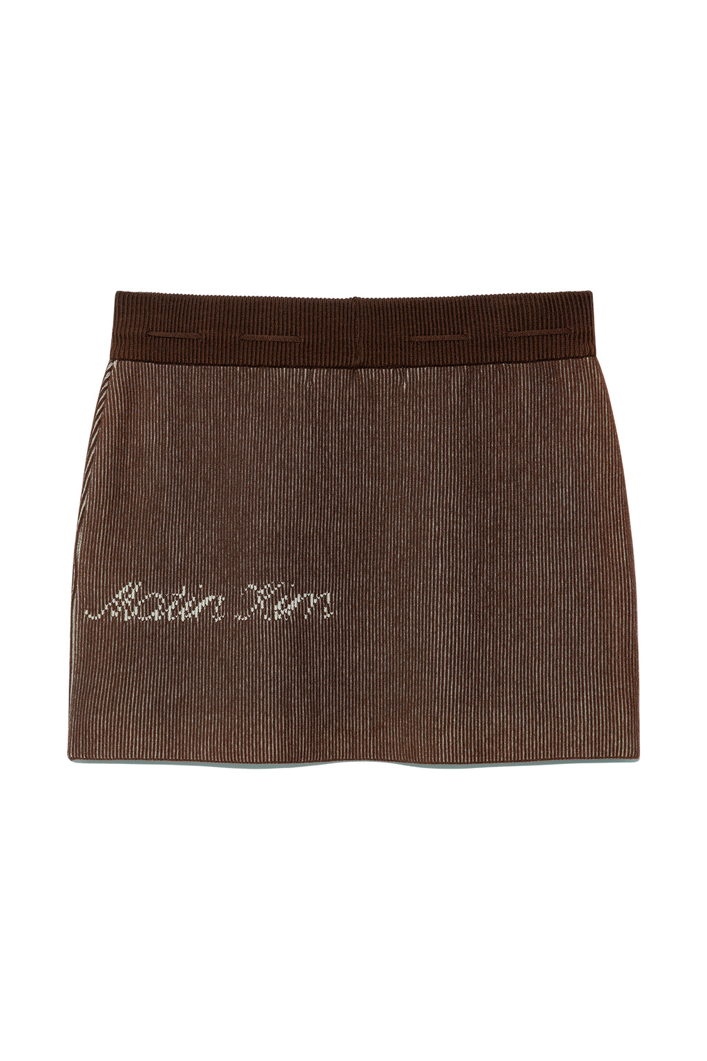 Matin Kim - Two Tone Banding Knit Mini Skirt (Brown) product image 2 | TRAB K-Fashion Australia