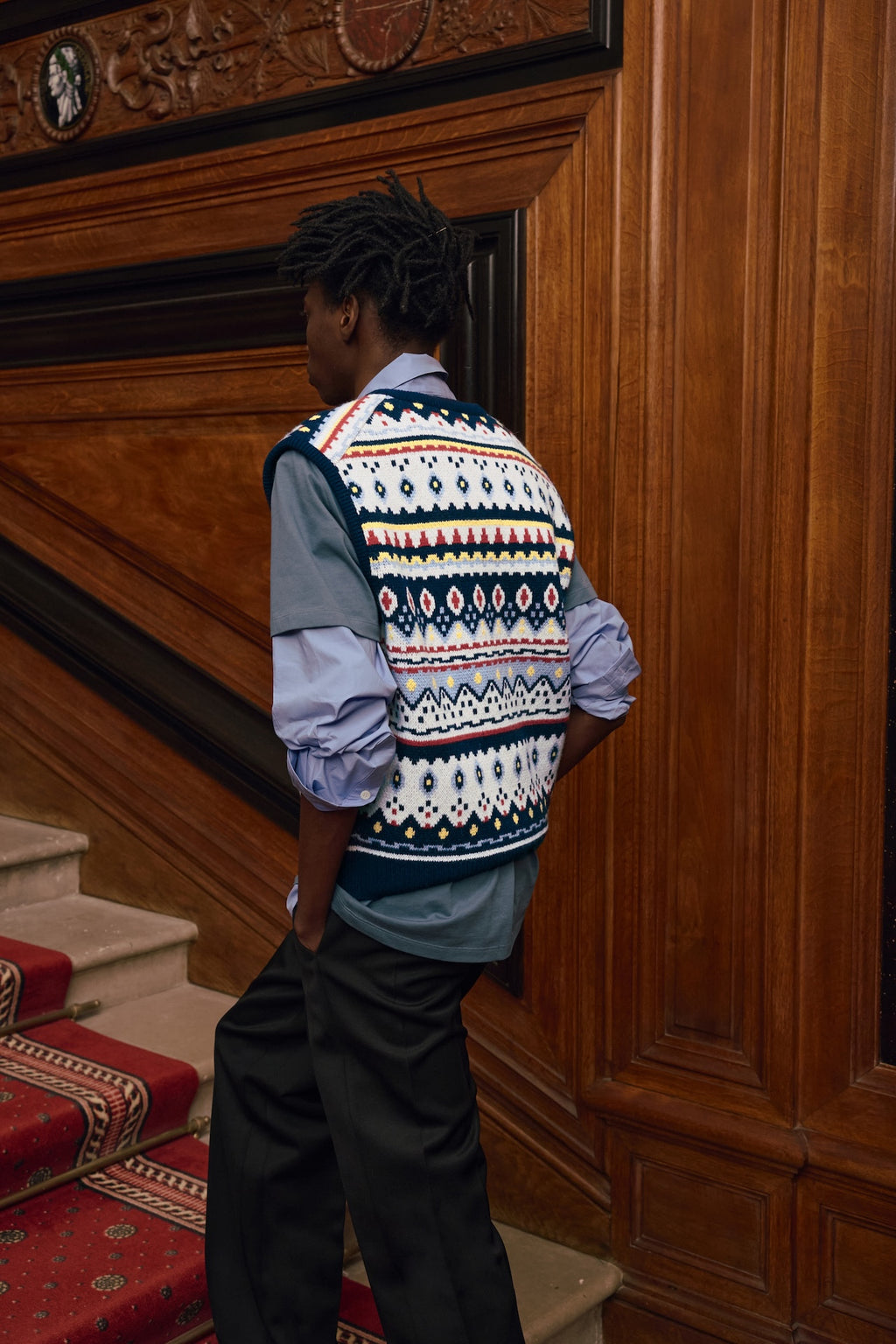STU - Jacquard Sweater Vest (Navy) product image 12 | TRAB K-Fashion Australia
