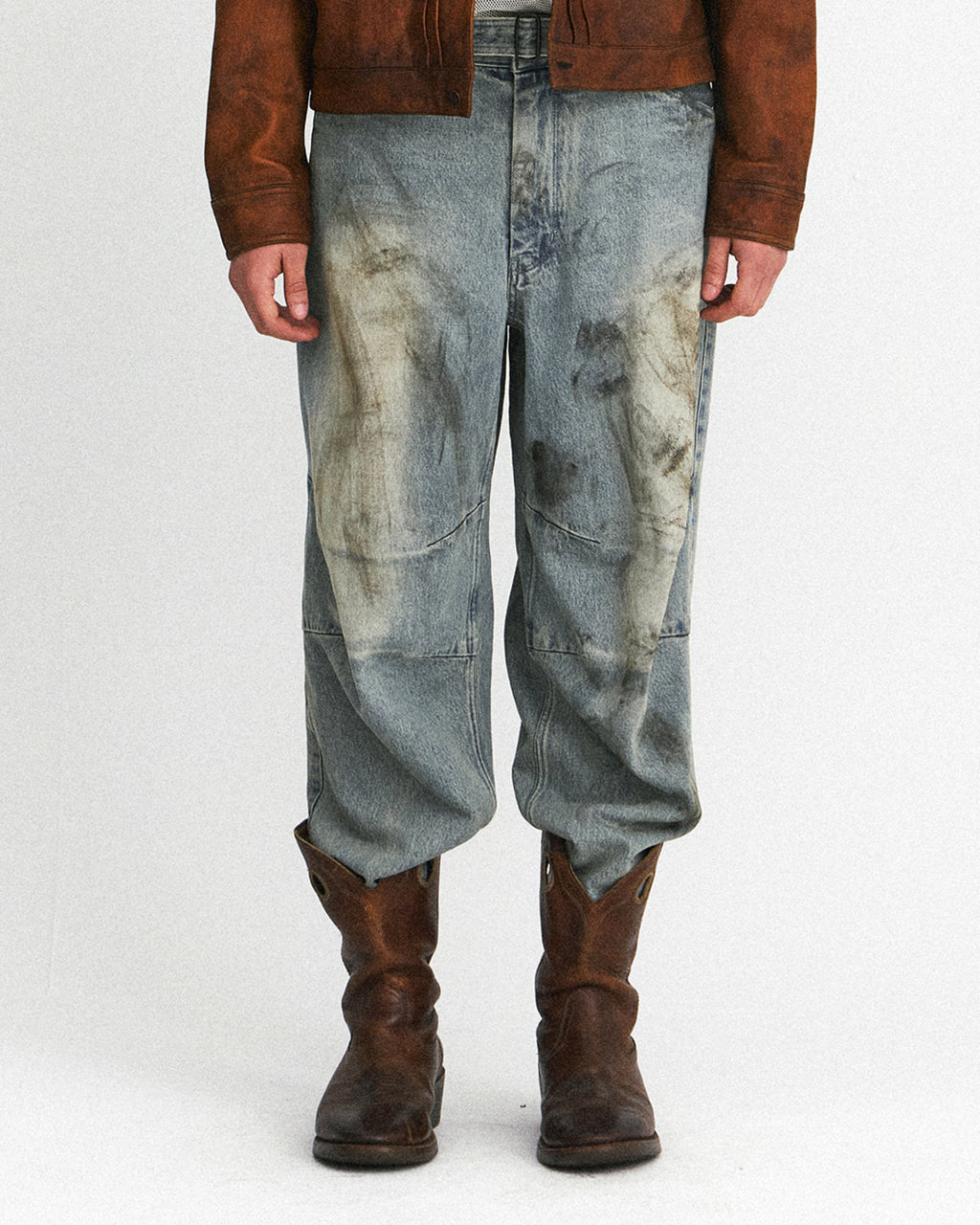 Eastlogue - Curve Knee Belted Pants (Dust Indigo) product image 2 | TRAB K-Fashion Australia