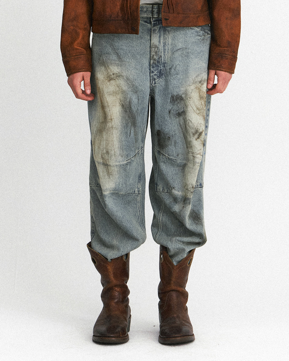 Eastlogue - Curve Knee Belted Pants (Dust Indigo) product image 2 | TRAB K-Fashion Australia