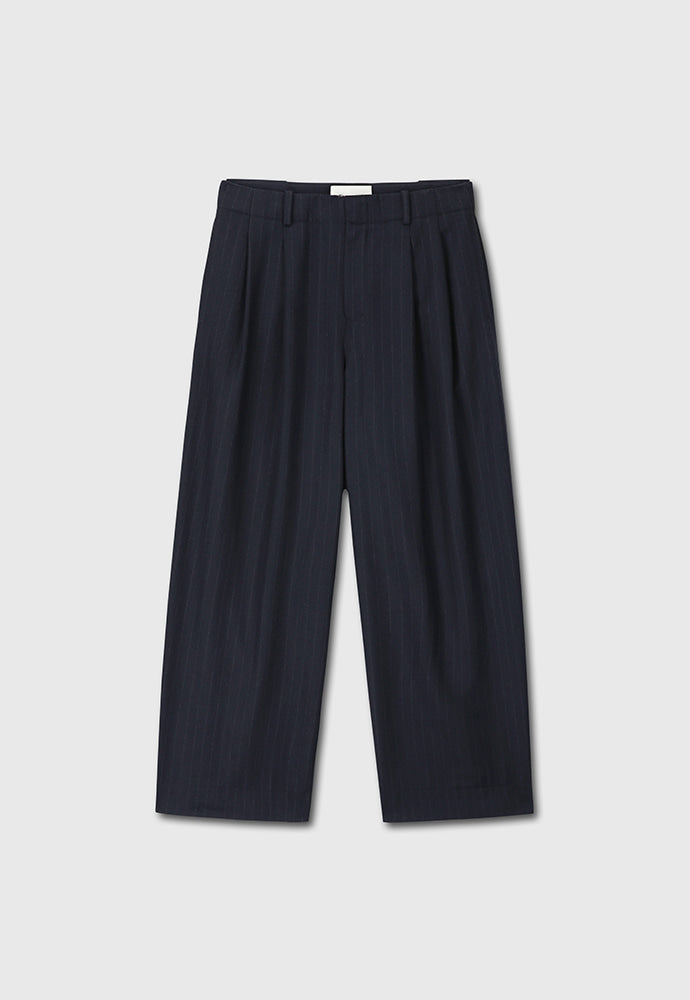 Tonywack - Virgin Wool Double-Pleats Wide Trousers (Navy Pinstripe) product image 6 | TRAB K-Fashion Australia