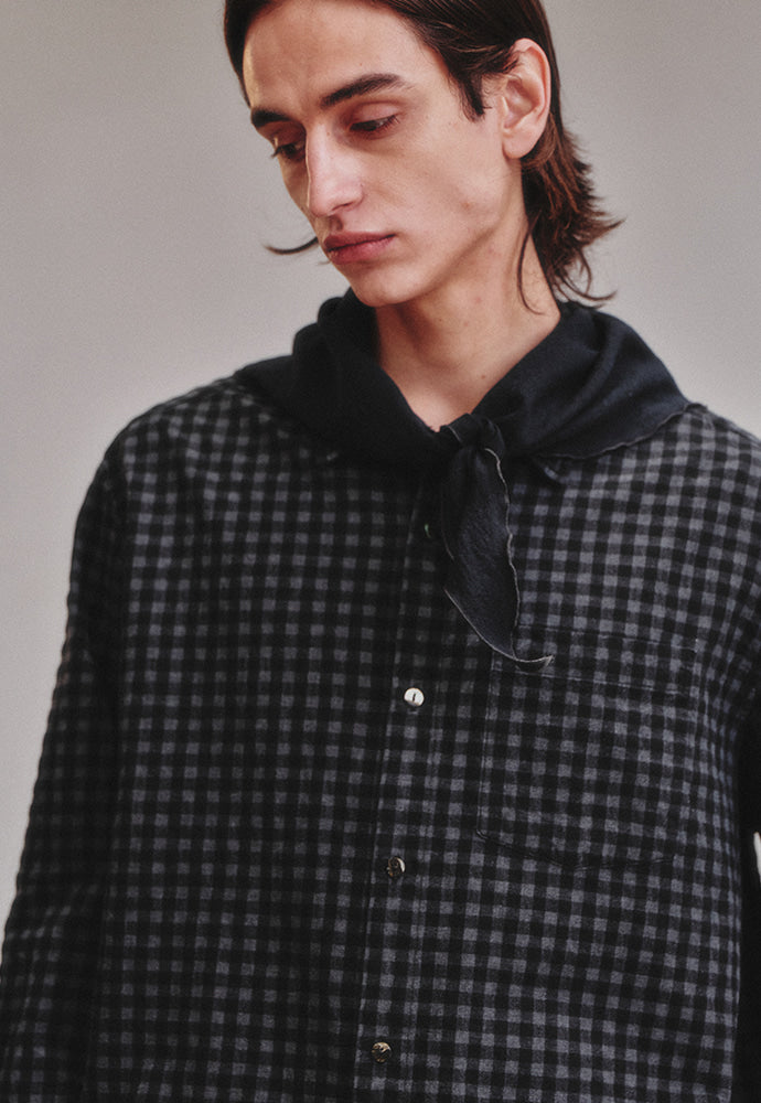 Art if acts - Gingham Check Oxford Shirt (Grey/Black) product image 2 | TRAB K-Fashion Australia