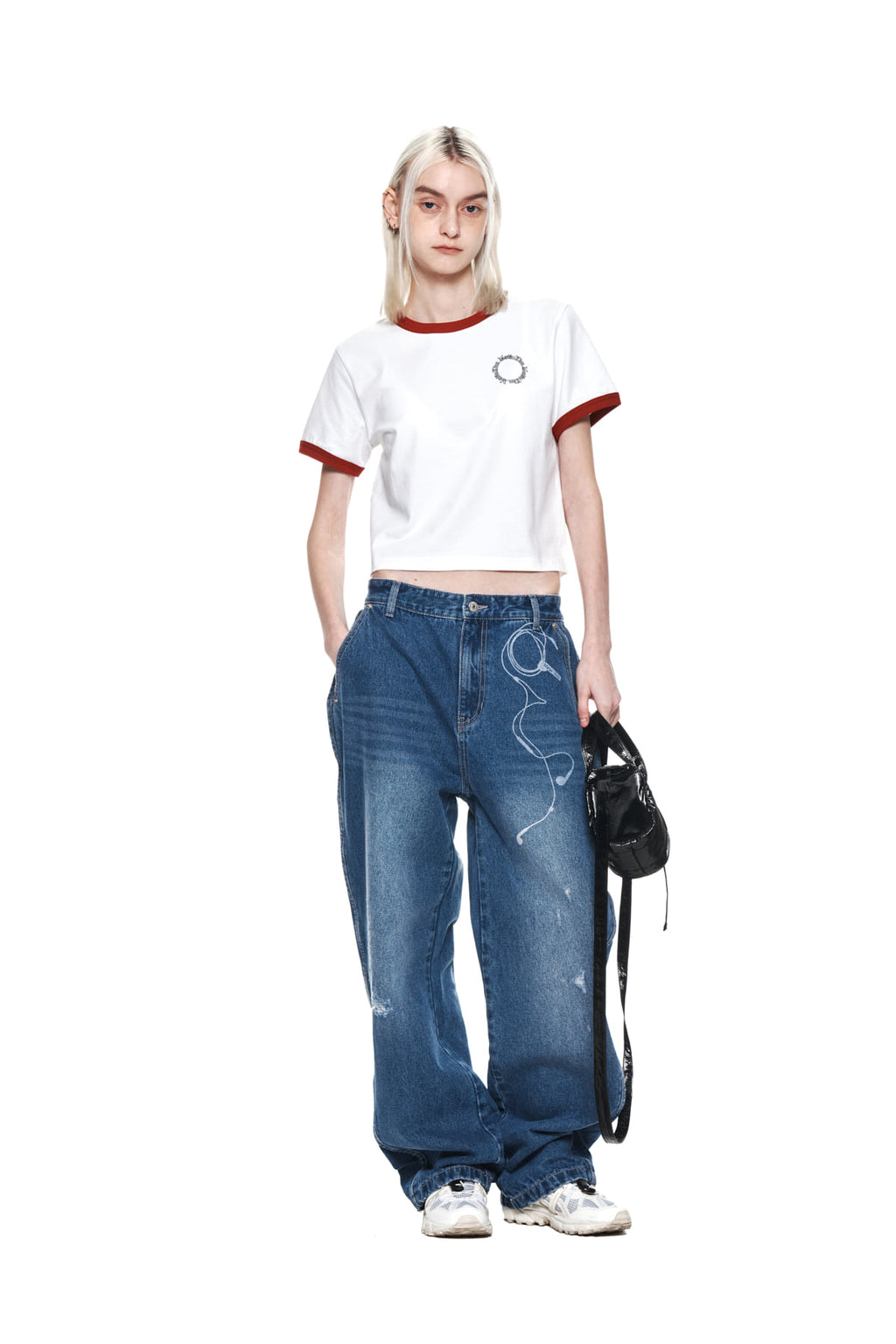 Matin Kim - Circle Logo Ringer Crop Top (Red) product image 8 | TRAB K-Fashion Australia