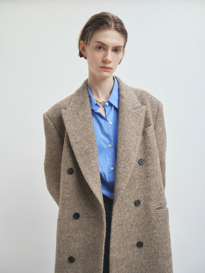 Tonywack - Textured Wool And Alpaca Double-Breasted Coat (Beige) product image 6 | TRAB K-Fashion Australia